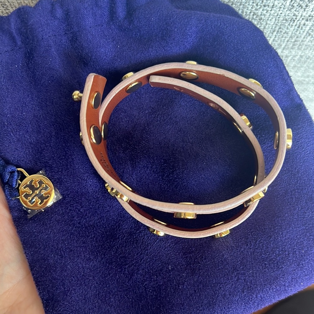 NG557 Tan Brown Classic Double Wrap Leather Biker Bracelet